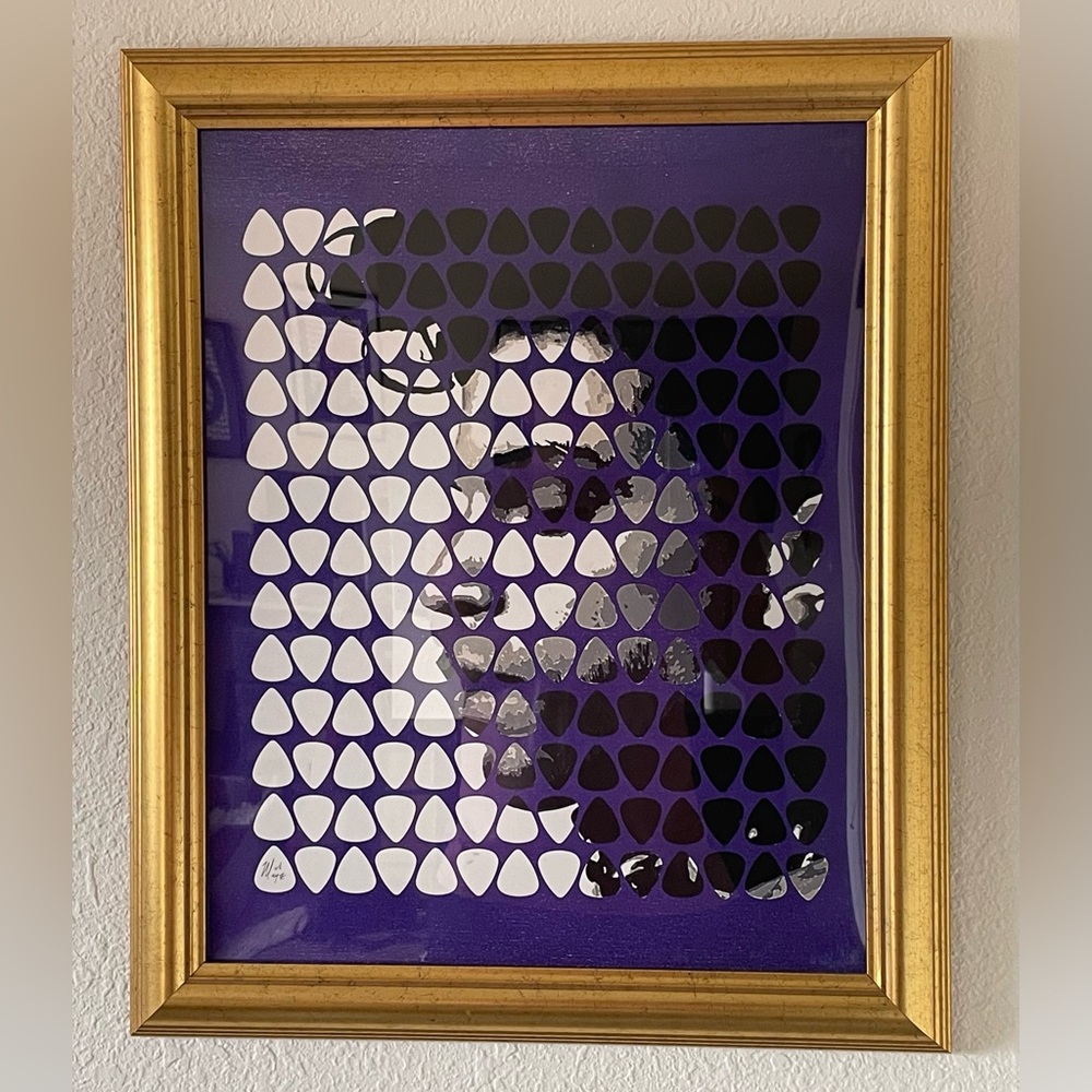 Framed Prince Guitar Pick Art Giclee Print (16x20)